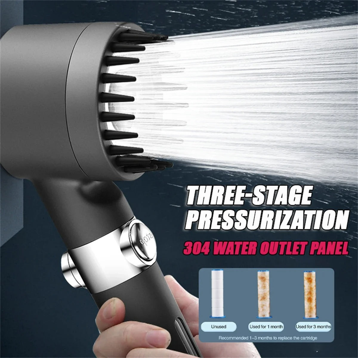 High Pressure Shower Head with Filter โ 3 Modes โ Buy 1 Get 1 Free โ Free Shipping UAE