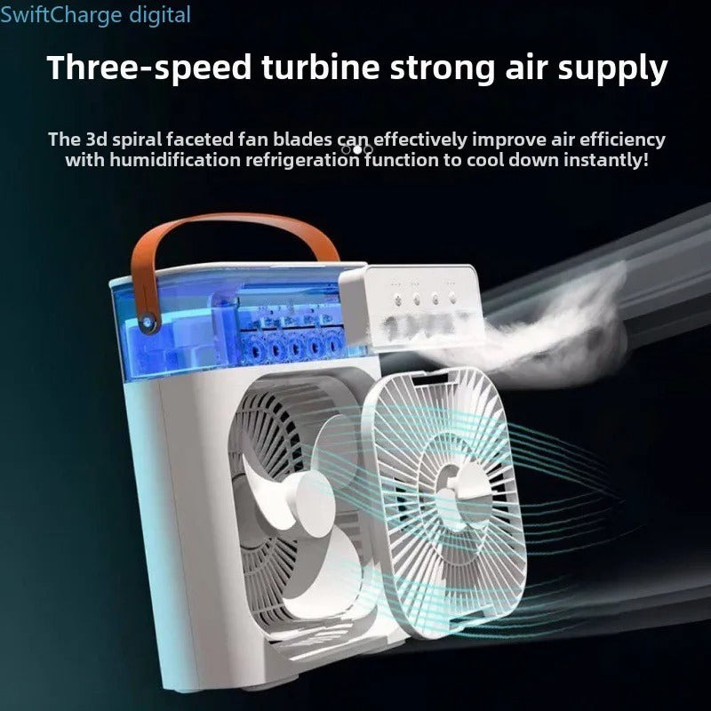 Portable 3-in-1 USB Rechargeable Air Cooler Fan with Humidifier โ White โ UAE