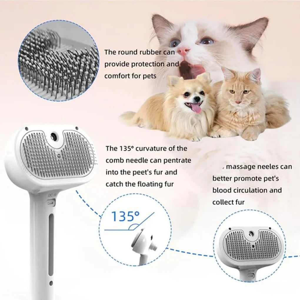 Rechargeable Steam Grooming Comb for Cats and Dogs with Humidifier โ Pet Brush UAE
