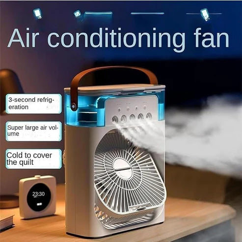Portable 3-in-1 USB Rechargeable Air Cooler Fan with Humidifier – White – UAE