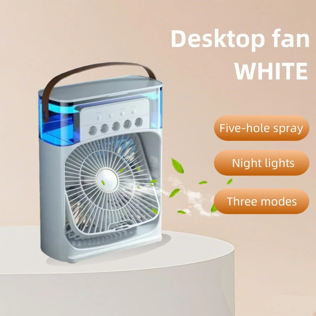 Portable 3-in-1 USB Rechargeable Air Cooler Fan with Humidifier – White – UAE