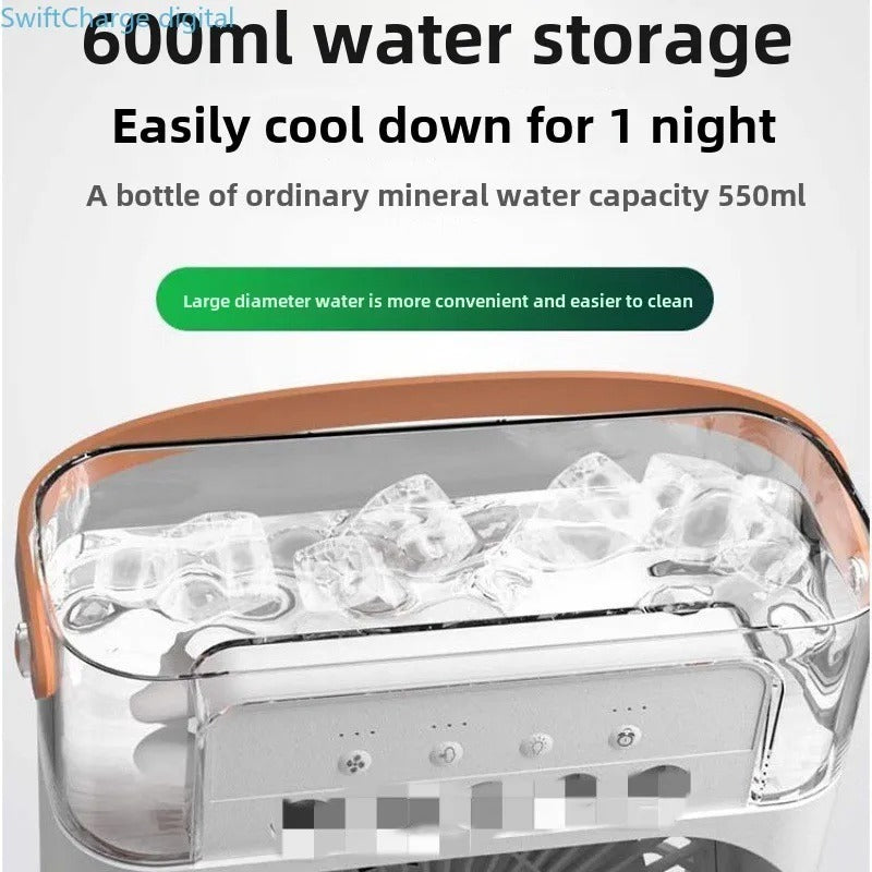Portable 3-in-1 USB Rechargeable Air Cooler Fan with Humidifier – White – UAE