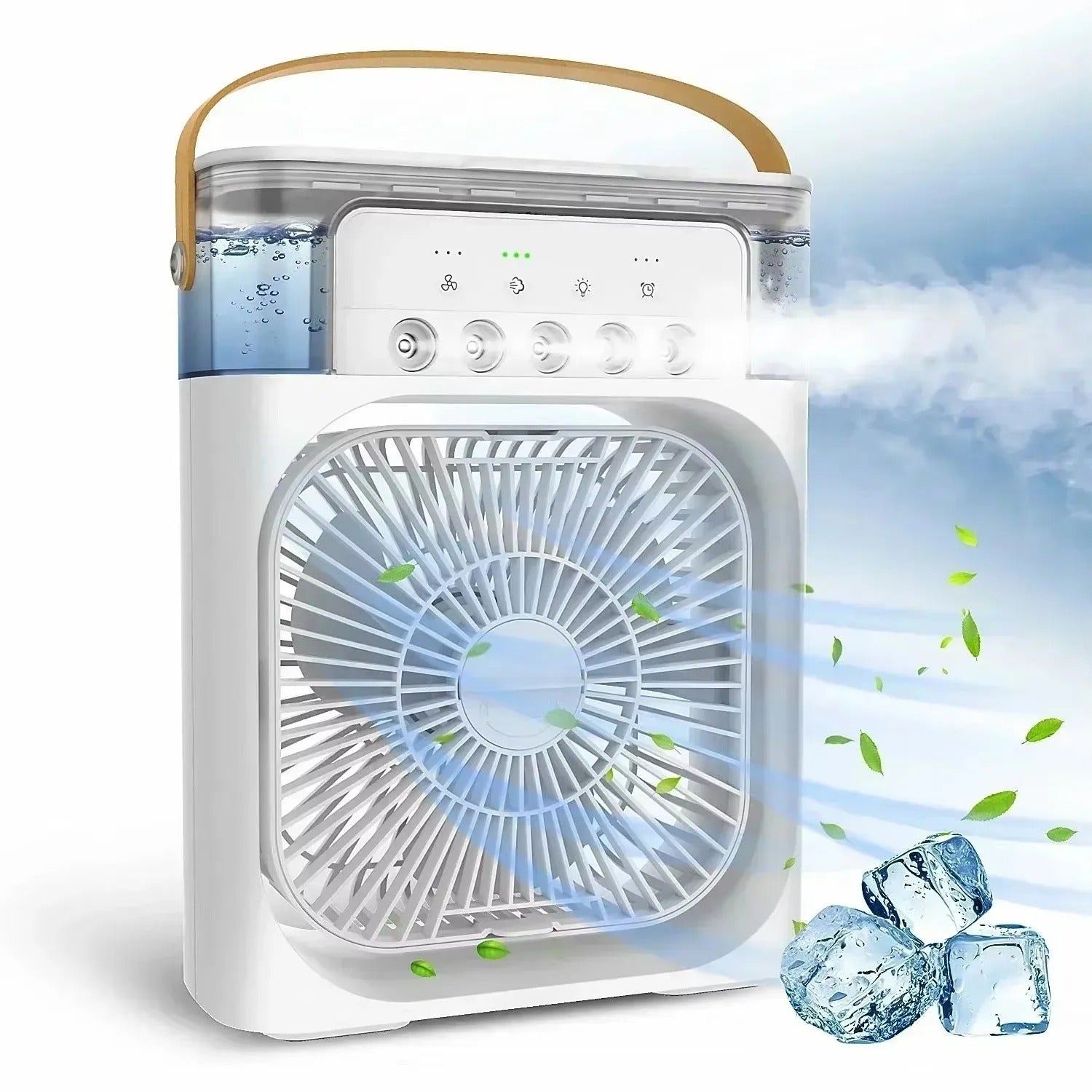 Portable 3-in-1 USB Rechargeable Air Cooler Fan with Humidifier – White – UAE